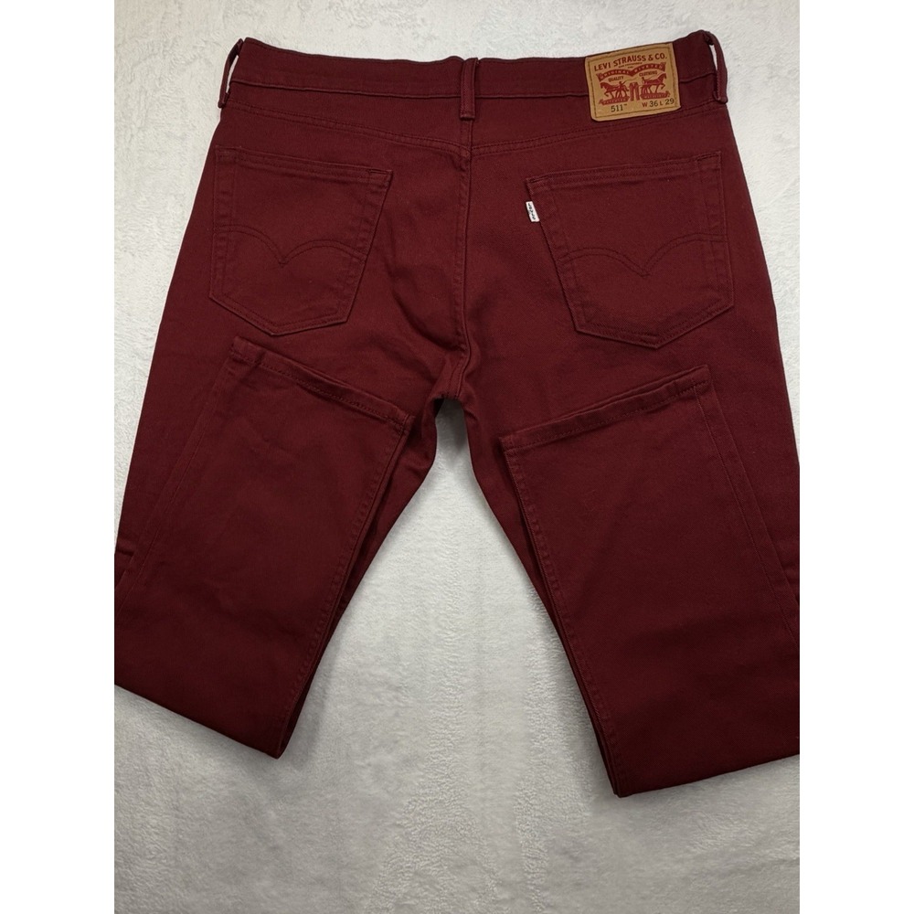 Levi's 511 Slim Fit Jeans Mens 36x29 Red Denim Straight Stretch Casual Pants